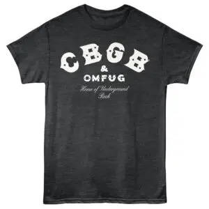 Edgy CBG & OMFG t-shirt with underground rock vibe, ideal for music lovers and streetwear fashion.