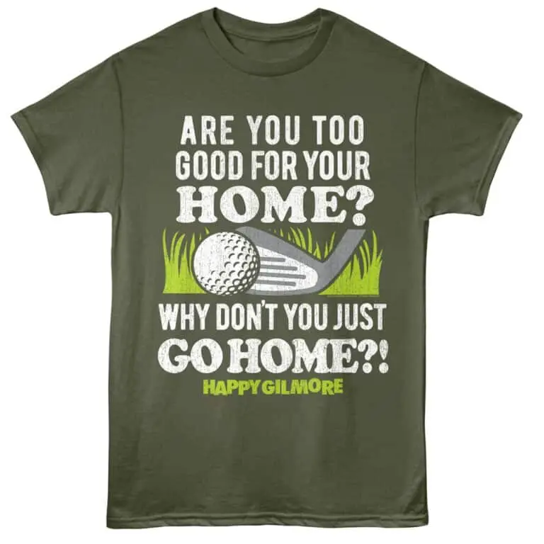 Golf humorous t-shirt with golf ball and club image, ideal for golf lovers and casual outings.