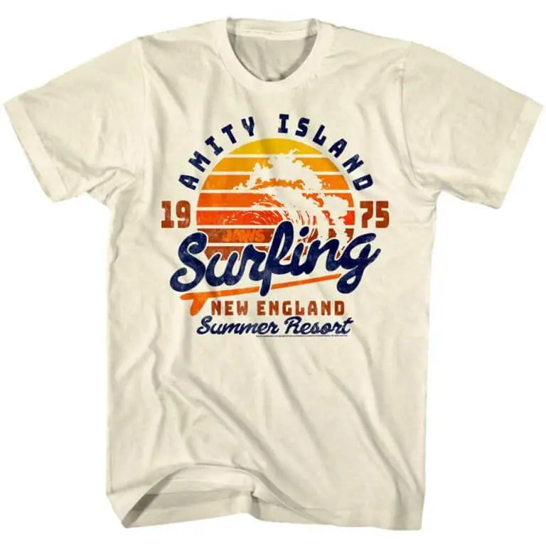Jaws Amity Island Surfing Sunset T-Shirt