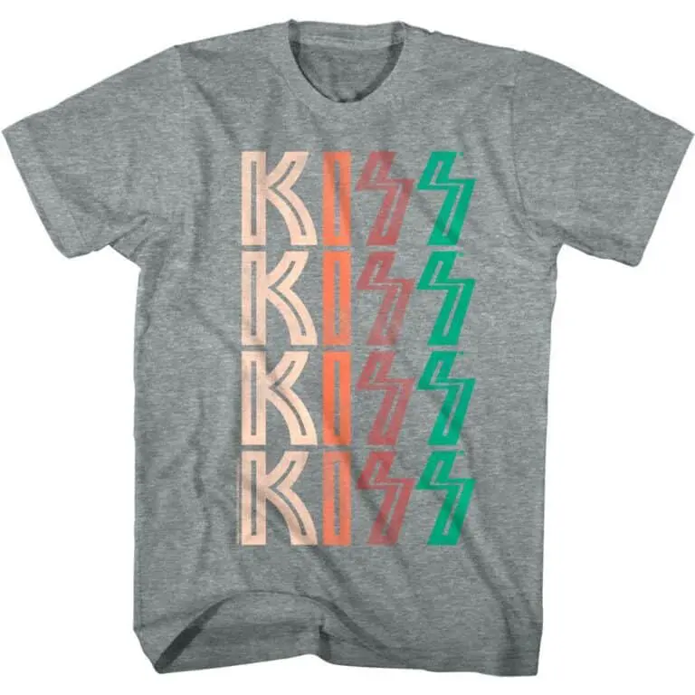 Kiss Faded Repeat Logo Men’s T Shirt
