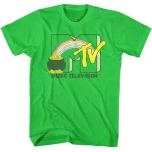MTV Lucky Rainbow Pot of Gold Logo Men’s T Shirt