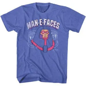 Fun vintage-inspired Marvel Man-E-Faces graphic tee for movie fans.