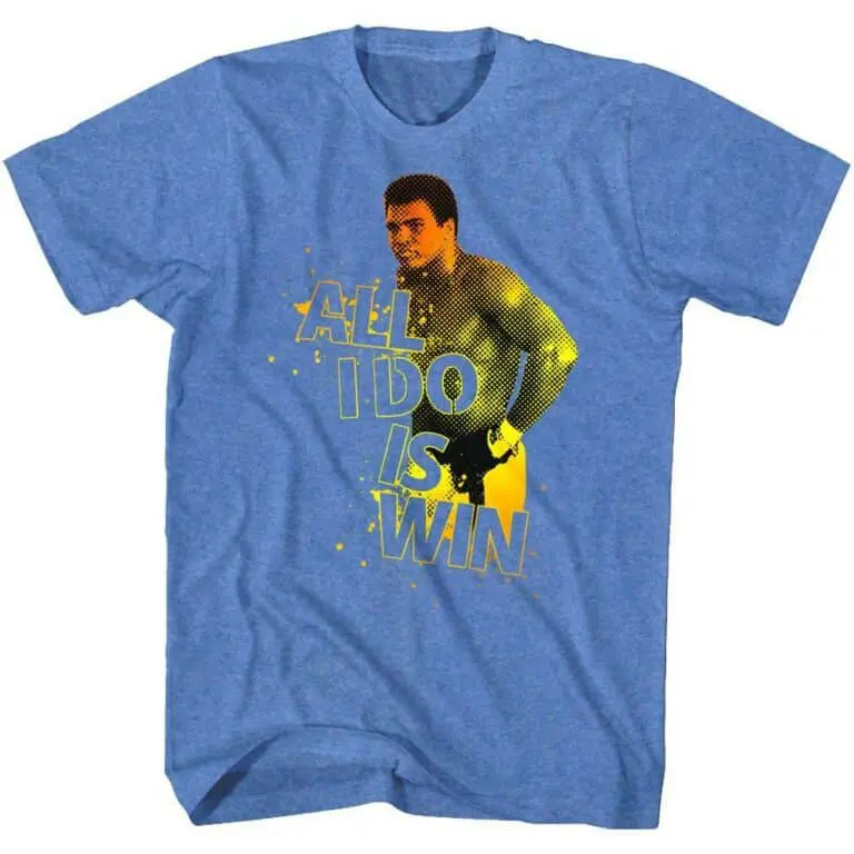 Muhammad Ali All I Do is Win Men’s Blue T Shirt