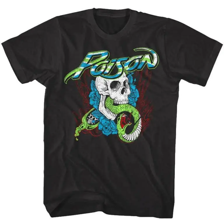 Poison Snake Skull Roses Men’s T Shirt