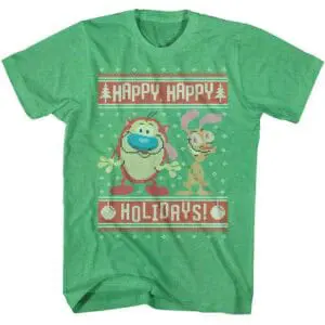 Ren and Stimpy Happy Happy Holidays Men’s T Shirt