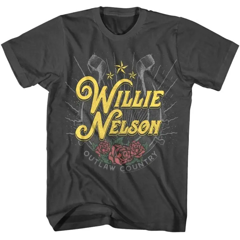 Willie Nelson Outlaw Country Rose Men's T Shirt