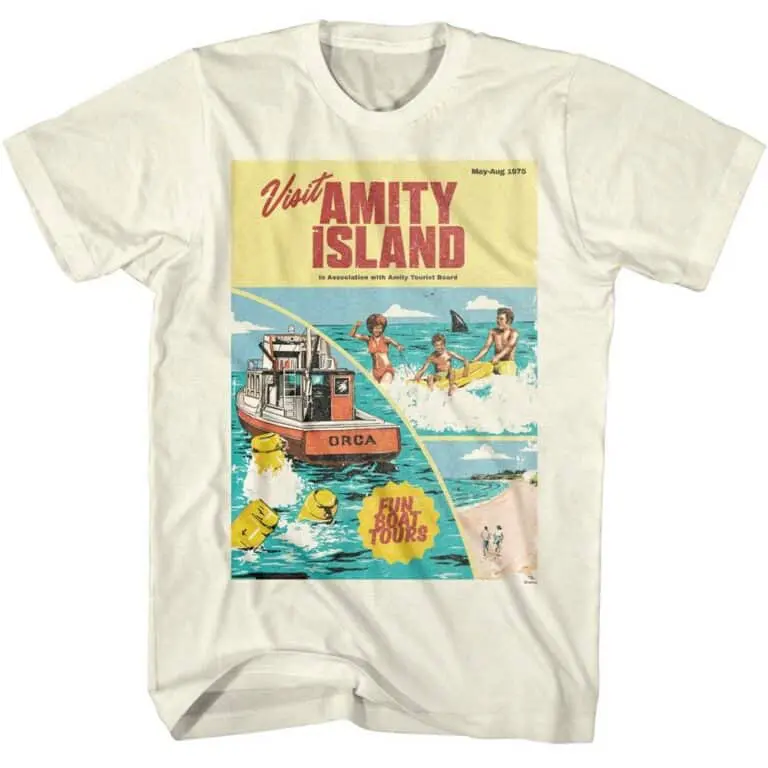 Jaws Visit Amity Island Fun Boat Men’s T Shirt