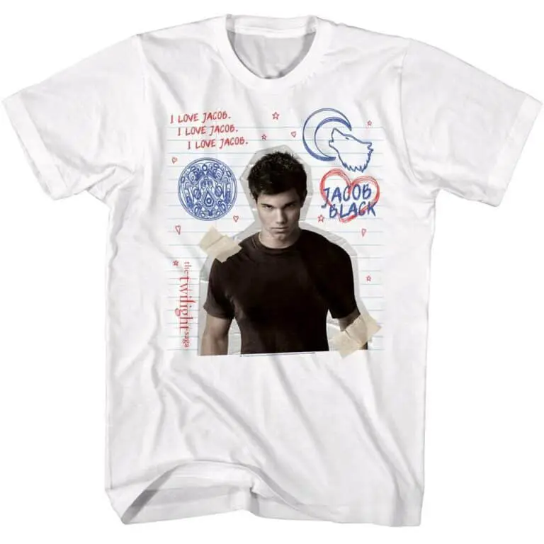 Twilight I Love Jacob Notebook Doodles Men’s T Shirt