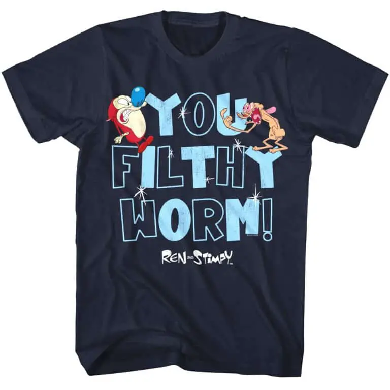 Ren and Stimpy You Filthy Worm Men’s T Shirt