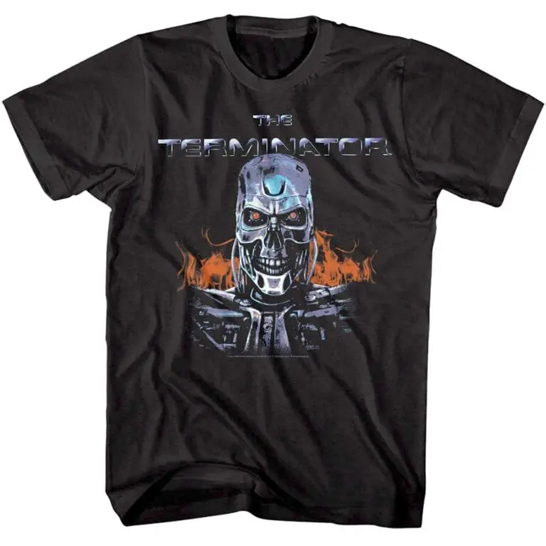 Terminator Flaming Cyborg Men’s T Shirt