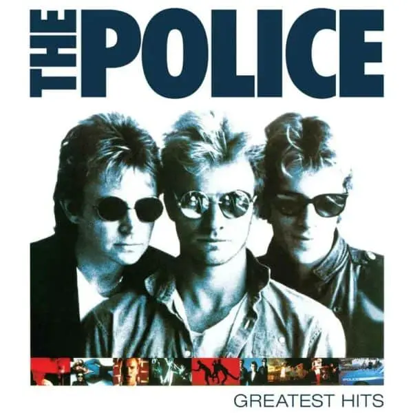 Iconic The Police band album cover with black-and-white photo of members wearing sunglasses.