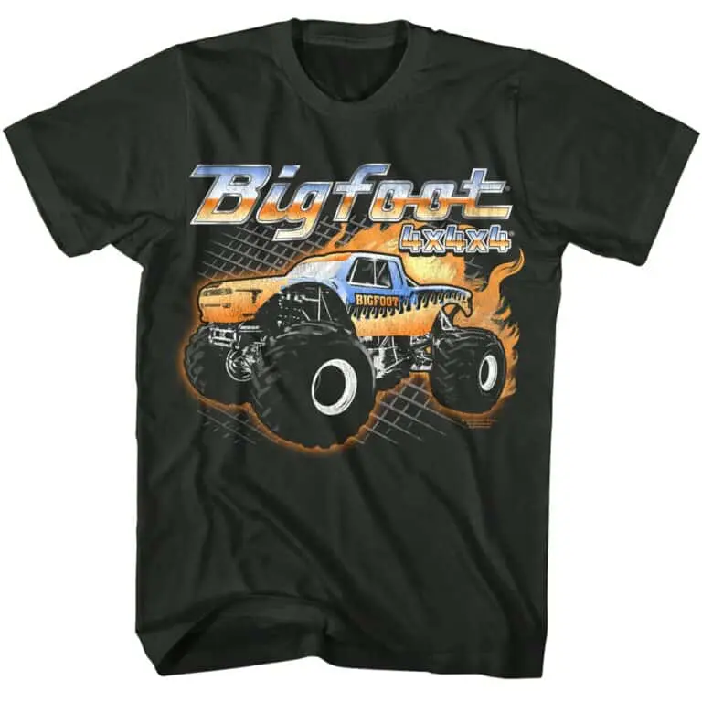Bigfoot 4x4x4 Flaming Truck Men’s T Shirt