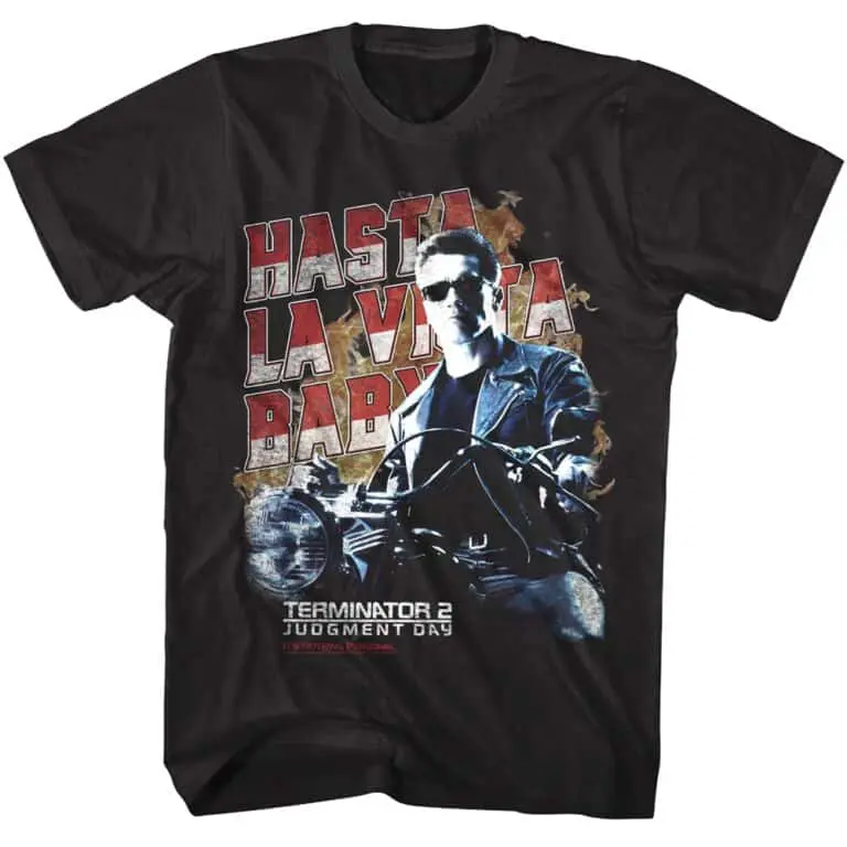 Terminator 2 Flaming Motorcycle Men’s T Shirt
