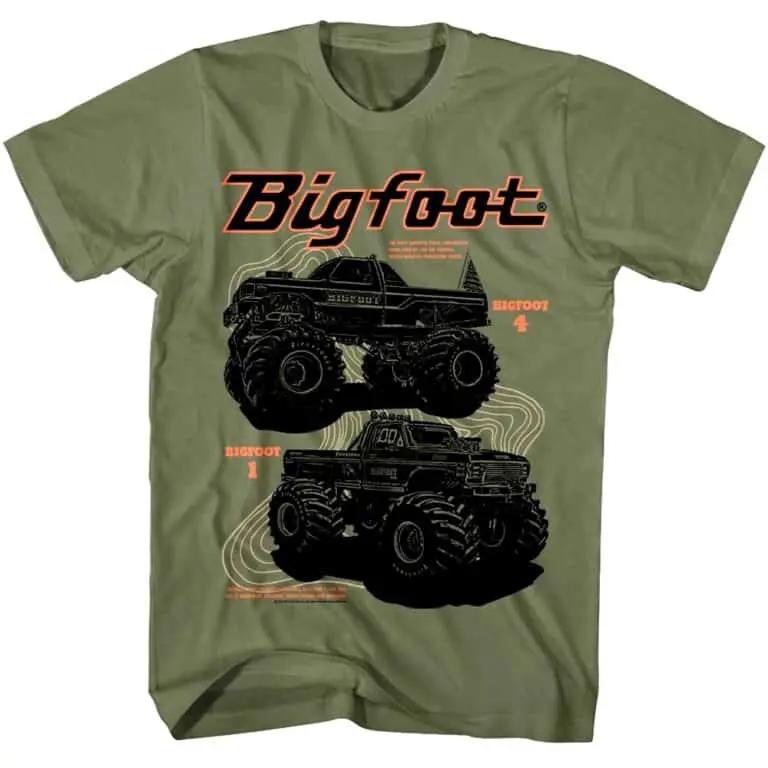 Bigfoot monster truck graphic tee for off-road lovers and truck enthusiasts.