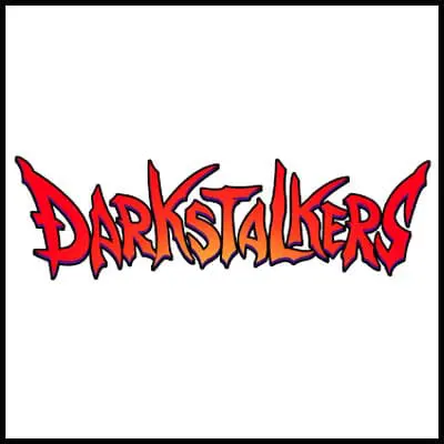 Vibrant DarkStalkers logo with bold red and black text, perfect for fans of classic video games.