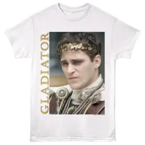 Vintage roman gladiator costume printed graphic tee for fans of ancient Rome history.