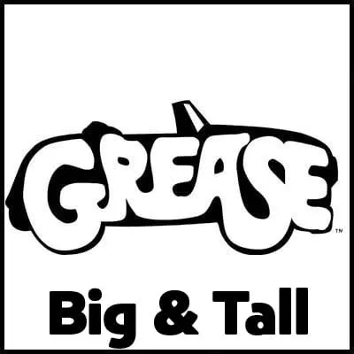 Bold Grease logo T-shirt for big and tall sizes, ideal for fans of classic movies and retro pop culture.