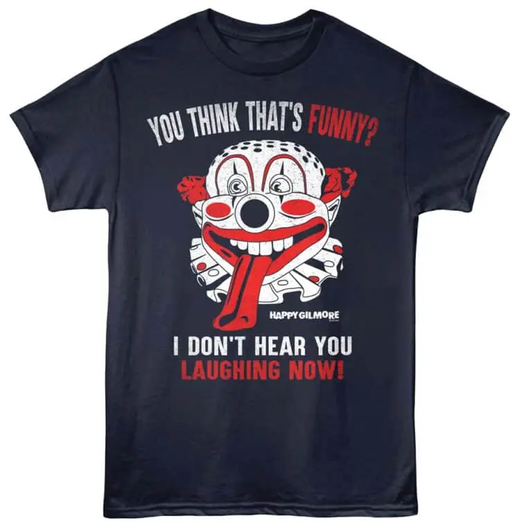 Clown T-shirt, humorous horror graphic, funny Halloween costume, smiling clown tee, laugh out loud shirt.