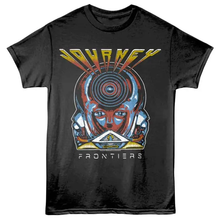 Futuristic sci-fi Journey T-shirt featuring a detailed graphic design and cosmic elements.