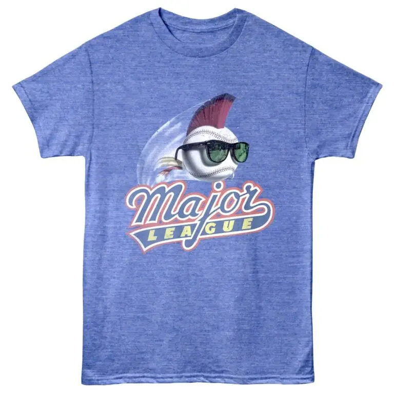 Baseball-themed graphic T-shirt featuring a fish with sunglasses, baseball, and "Major League" text for sports fans.