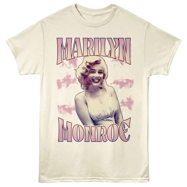 Retro Marilyn Monroe graphic tee featuring iconic image and playful typography.
