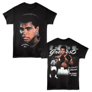 High-quality Muhammad Ali graphic tee, tribute to the legendary boxer, perfect for sports fans.