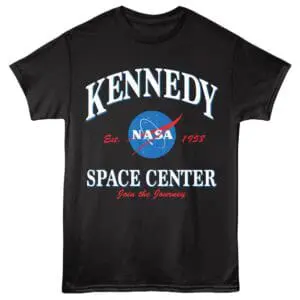 NASA Kennedy Space Center t-shirt with iconic logo for space enthusiasts.