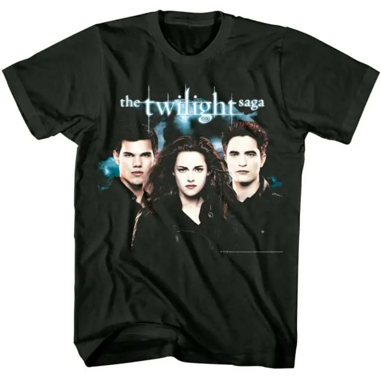 Twilight Saga shirt featuring Bella, Edward, Jacob from the famous vampire movie series.
