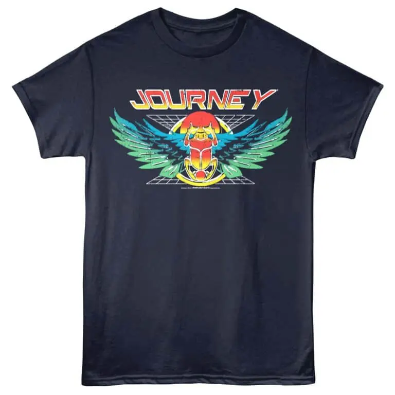 Colorful Journey band t-shirt featuring an eagle with wings spread wide and retro graphic design.