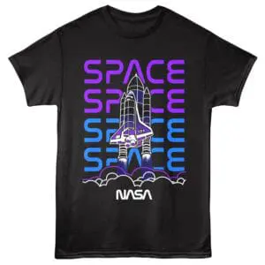 NASA space shuttle graphic tee for space and science enthusiasts.