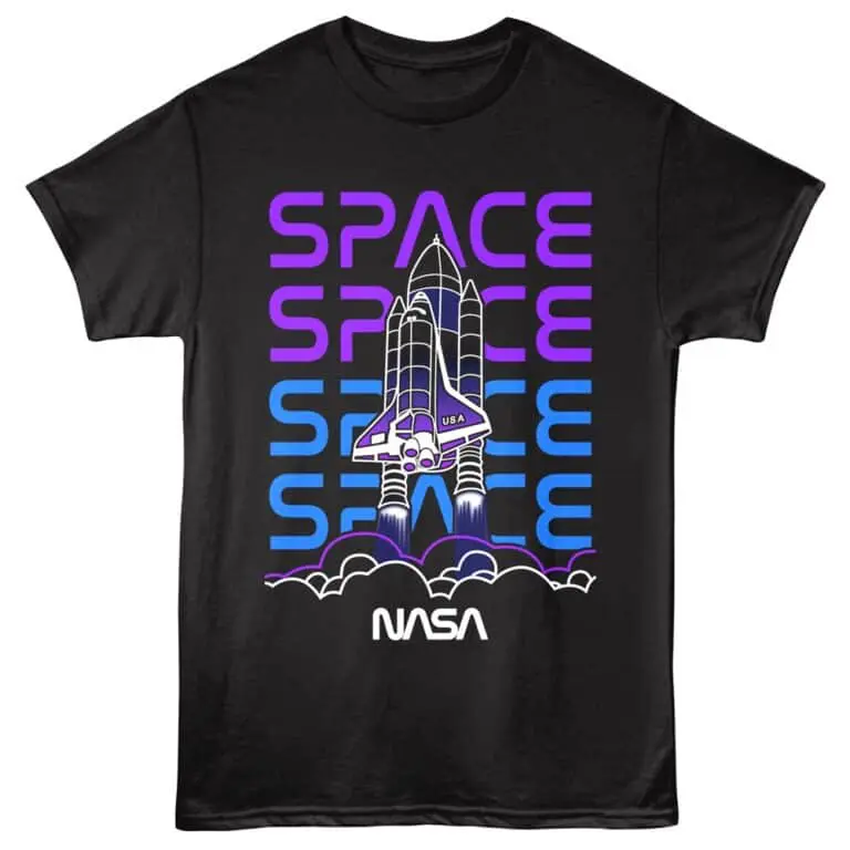 NASA space shuttle graphic tee for space and science enthusiasts.