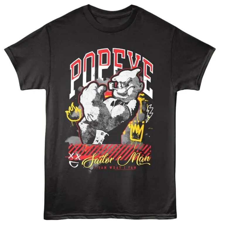 Vivid Popwave graphic T-shirt featuring a cartoon mascot and vibrant typography, perfect for trendy streetwear fans.