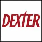 Bold Dexter logo on white background, stylish graphic T-shirt design.