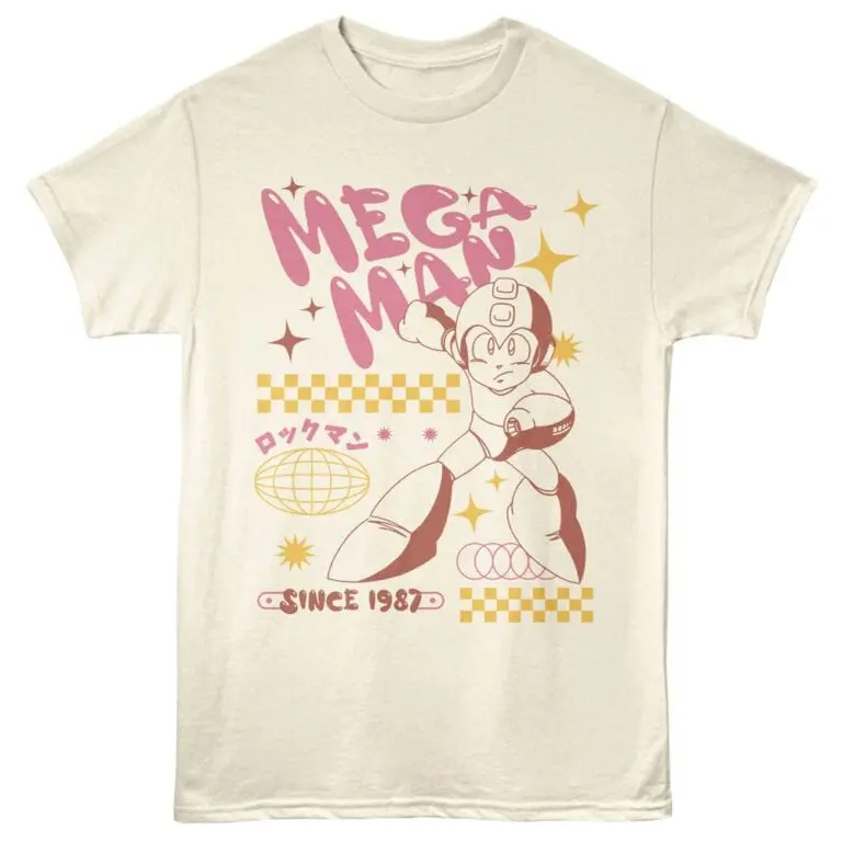 Anime-inspired Mega Megu graphic tee with playful retro Japanese elements, ideal for anime fans and streetwear.