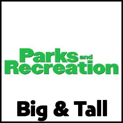 Bright green and black Parks and Recreation Big & Tall T-shirt for fans.