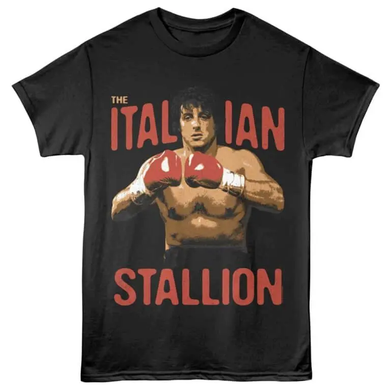 Vintage Italian Stallion boxer t-shirt with retro graphic design, perfect for boxing fans and sports apparel lovers.