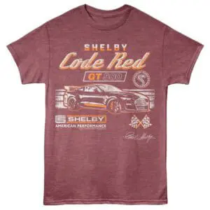 Vintage Shelby Cobra race car graphic on distressed red t-shirt, perfect for car enthusiasts.