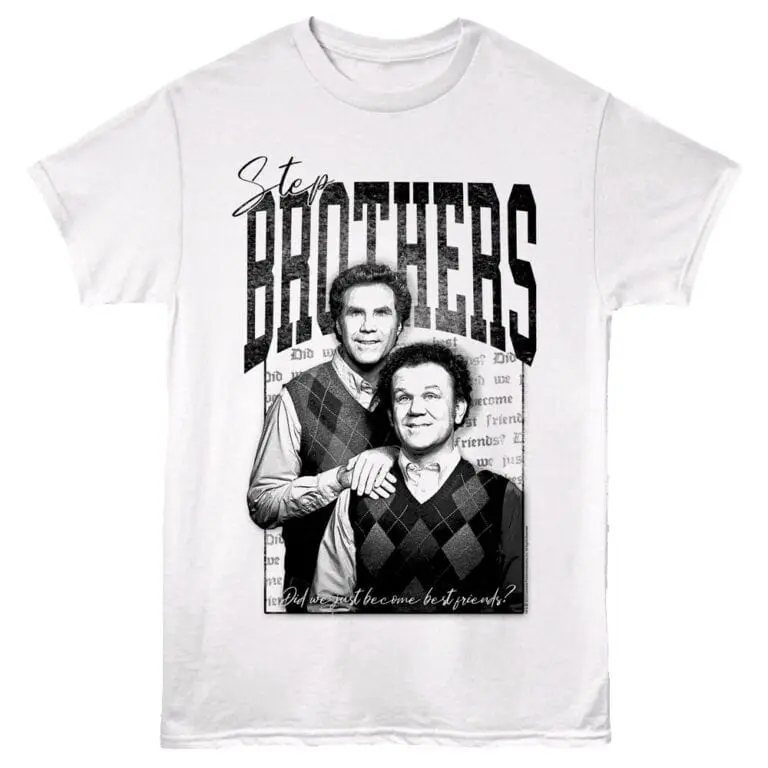 Black and white brothers quote shirt featuring two men from "Step Brothers".