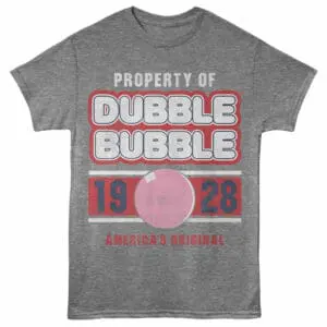 Vintage Dubble Bubble graphic t-shirt with bubble gum can design, perfect for streetwear and pop culture fans.