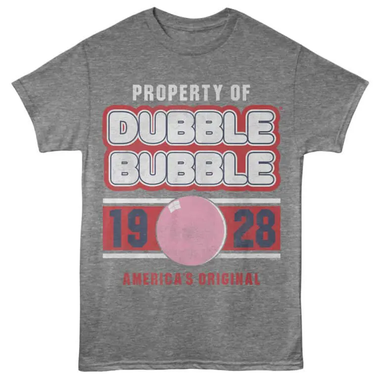 Vintage Dubble Bubble graphic t-shirt with bubble gum can design, perfect for streetwear and pop culture fans.