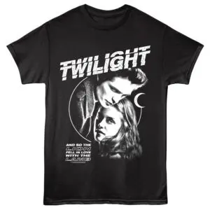 Stylish Twilight movie quote T-shirt featuring Bella and Edward design. Perfect for Twilight fans and night owls.