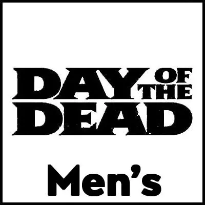 Men's Day of the Dead t-shirt with bold black text, celebrating Mexican holiday culture.