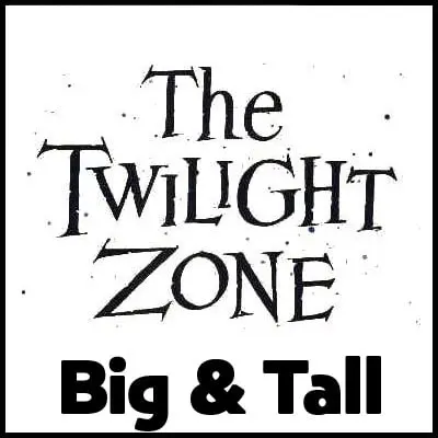 Black graphic tee with "The Twilight Zone Big & Tall" design, perfect for fans of classic sci-fi TV series.