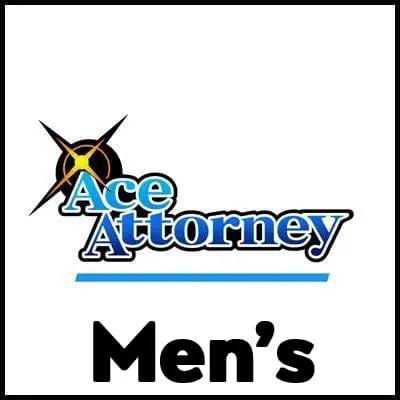 Ace Attorney men's T-shirt with bold logo design. Perfect for fans of the popular legal-themed game series.