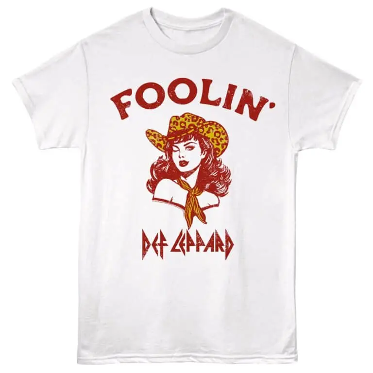 Stylish Def Leppard Foolin' graphic T-shirt for music fans and band merchandise collectors.