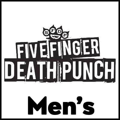High-quality men's Five Finger Death Punch band t-shirt featuring bold logo design.