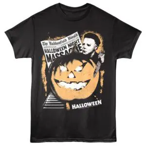 Halloween Michael Myers Carves Pumpkin Men's T Shirt