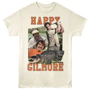 Hilarious Happy Gilmore TV show parody T-shirt with golf, comedy, and Alligator graphic design.