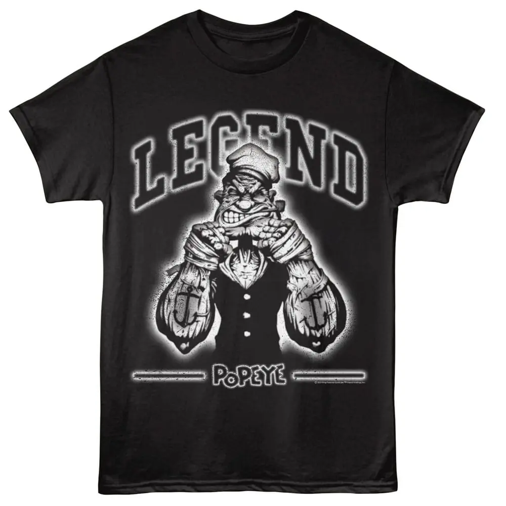 Neon style graphic T-shirt featuring Popeye character and "Legend" text for stylish streetwear.