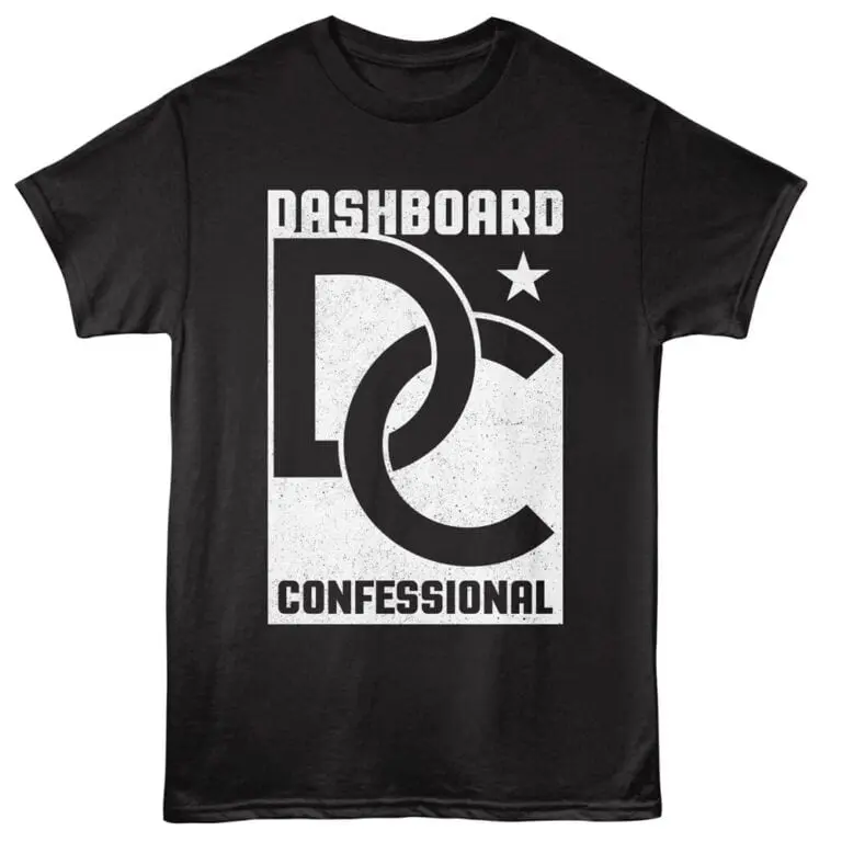 Graphic T-shirt with "Dashboard Confessional" and logo, stylish for alternative music lovers.